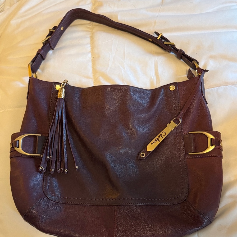 Chic Brown Leather Hobo Shoulder Bag Purple